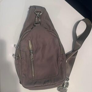Gray Nylon Crossbody Bag